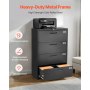 VEVOR 4 Drawers Metal File Cabinet, Vertical Filing Cabinet with Lock and Adjustable Hanging Rod, Tall Filing Storage Cabinets for Home and Office Fit Letter, A4, Legal Size File, Easy Assembly, Black
