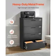 VEVOR 4 Drawers Metal File Cabinet, Vertical Filing Cabinet with Lock and Adjustable Hanging Rod, Tall Filing Storage Cabinets for Home and Office Fit Letter, A4, Legal Size File, Easy Assembly, Black