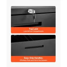 VEVOR 4 Drawers Metal File Cabinet, Vertical Filing Cabinet with Lock and Adjustable Hanging Rod, Tall Filing Storage Cabinets for Home and Office Fit Letter, A4, Legal Size File, Easy Assembly, Black