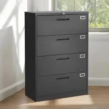 VEVOR 4 Drawers Metal File Cabinet, Vertical Filing Cabinet with Lock and Adjustable Hanging Rod, Tall Filing Storage Cabinets for Home and Office Fit Letter, A4, Legal Size File, Easy Assembly, Black