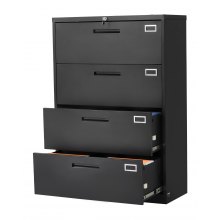 VEVOR 4 Drawers Metal File Cabinet, Vertical Filing Cabinet with Lock and Adjustable Hanging Rod, Tall Filing Storage Cabinets for Home and Office Fit Letter, A4, Legal Size File, Easy Assembly, Black
