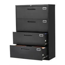 VEVOR 4 Drawers Metal File Cabinet, Vertical Filing Cabinet with Lock and Adjustable Hanging Rod, Tall Filing Storage Cabinets for Home and Office Fit Letter, A4, Legal Size File, Easy Assembly, Black