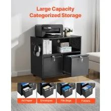 VEVOR 2 Drawers Lateral Metal File Cabinet with Lock and Hanging Rod Black