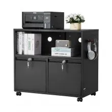 VEVOR 2 Drawers Lateral Metal File Cabinet with Lock and Hanging Rod Black