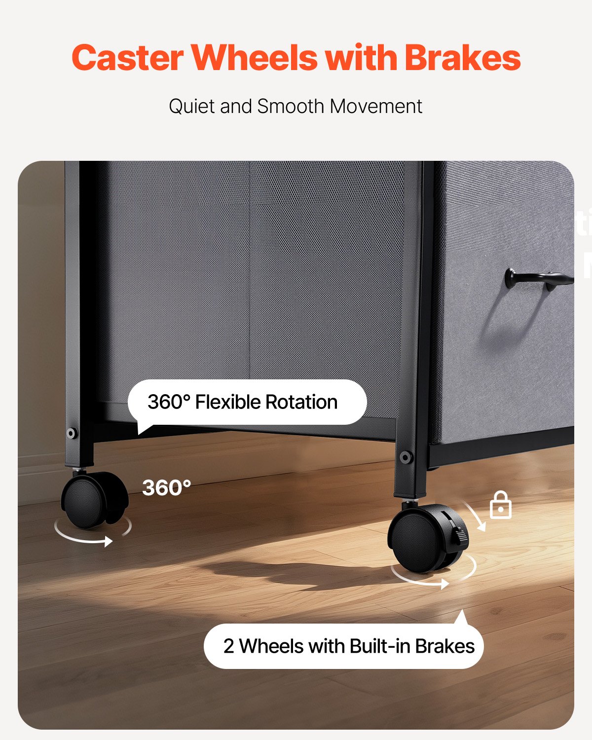 VEVOR metalarkivskab, mobilt arkivskab med 3 stofskuffer og 2 åbne hylder, lodrette træarkivskabe med hjul til Letter-, A4- og Legal-formater, nem montering, brun