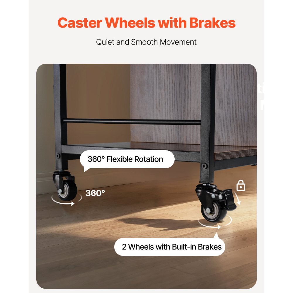 VEVOR 2 Drawers Metal File Cabinet, Lateral Filing Cabinet with Lock and 6 Open Shelves, Wooden Wide Filing Storage Cabinets with Power Strip for Letter, A4, Legal Size File, Easy Assembly, Brown