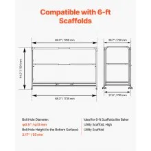 6ft Scaffolding Safety Guard Rail System For Baker-Style Scaffolding Yellow