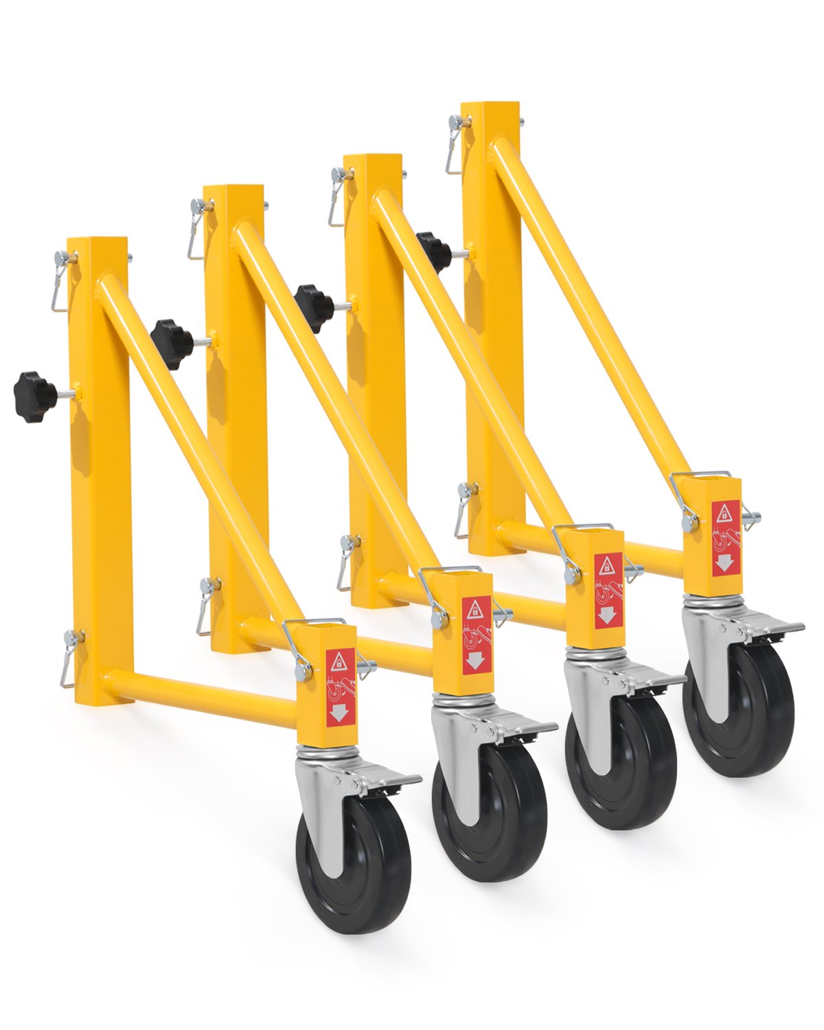 VEVOR 4-Pack Scaffold Outriggers, 1000 lbs Total Load Capacity Baker-Style Scaffolding Accessory with Swivel Casters, Carbon Steel Scaffold Wheel System with Rust Proof Galvanized Surface, Yellow