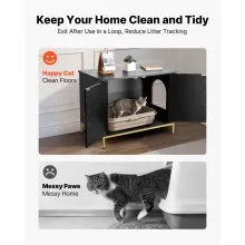 VEVOR Cat Litter Box Enclosure Furniture, 27.6 in Hidden Litter Box Cabinet with Metal Legs & Handle, Modern Style Cat Washroom House End Table, Fit Most of Litterbox, for Bedroom Living Room