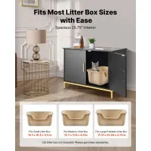VEVOR Cat Litter Box Enclosure Furniture, 27.6 in Hidden Litter Box Cabinet with Metal Legs & Handle, Modern Style Cat Washroom House End Table, Fit Most of Litterbox, for Bedroom Living Room