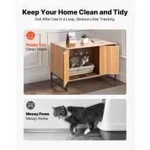 VEVOR Cat Litter Box Enclosure Furniture, 80 cm Hidden Litter Box Cabinet with Scratch Pad & Storage, Waterproof Cat Washroom End Table Cat House, Fit Most of Litterbox, for Bedroom Living Room
