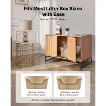 VEVOR Cat Litter Box Enclosure Furniture, 80 cm Hidden Litter Box Cabinet with Scratch Pad & Storage, Waterproof Cat Washroom End Table Cat House, Fit Most of Litterbox, for Bedroom Living Room