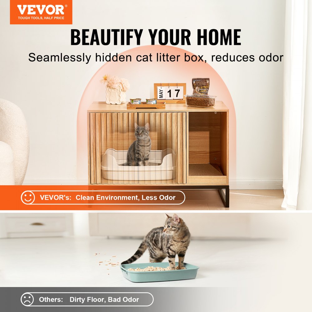VEVOR Cat Litter Box Enclosure Hidden Litter Box Furniture 80 cm L x 50.8 cm W x 55.9 cm H