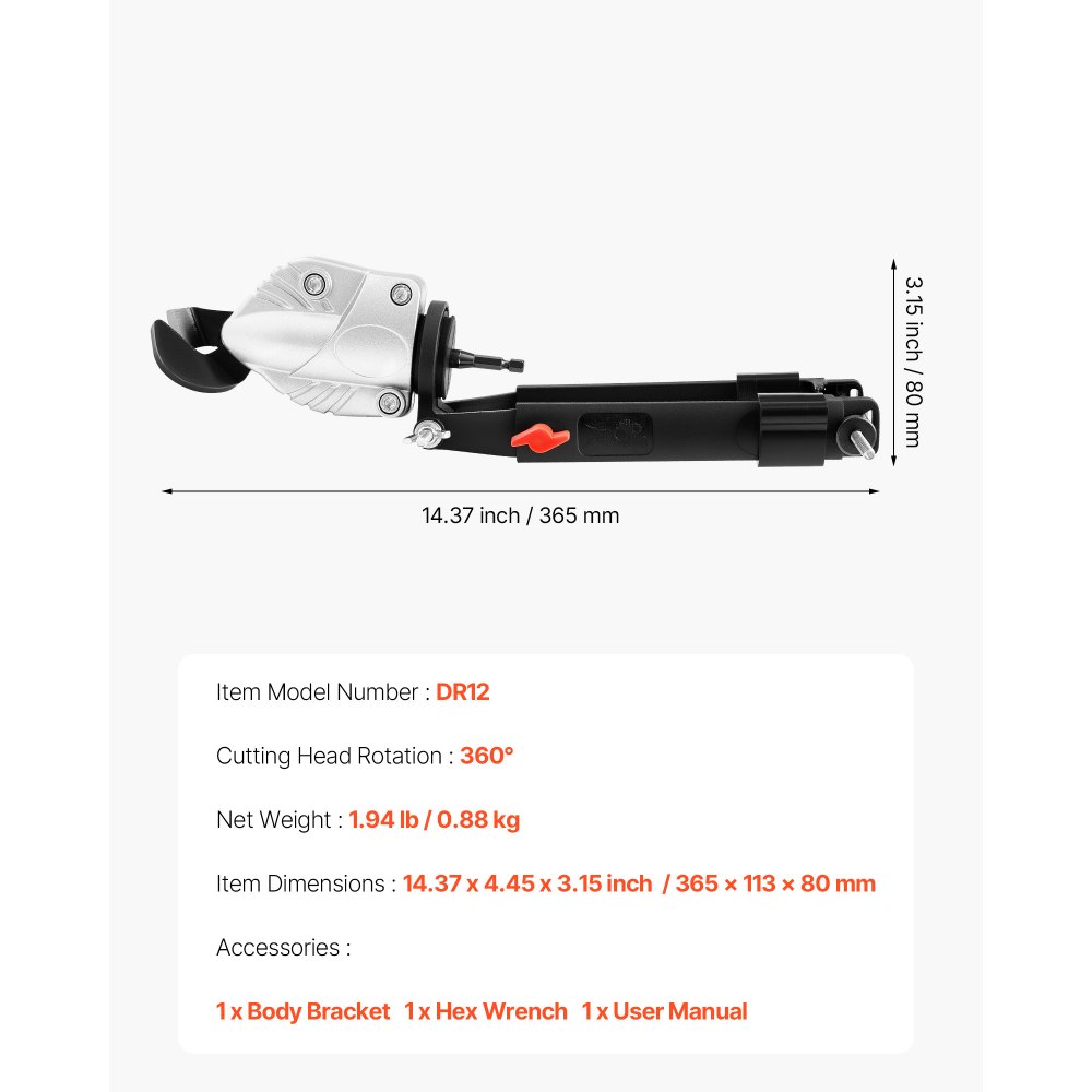 VEVOR Metal Shear/Cutter Drill Attachment, Sheet Metal Cutter with 360-Degree Pivoting Head, Sharp Blades,Ideal for 18 GA Galvanized Steel, 20 GA Stainless Steel, Aluminum Plate, Plastic, Cardboard
