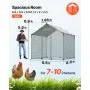 VEVOR Metal Chicken Coop, 6.56x6.56x6.56ft Large Walk-in Chicken Runs with Cover, Spire Roof Hen House Enclosure with Security Lock, Outdoor Duck Rabbit Cage Poultry Pen for Backyard, Farm, Yard