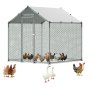 VEVOR Metal Chicken Coop, 6.56x6.56x6.56ft Large Walk-in Chicken Runs with Cover, Spire Roof Hen House Enclosure with Security Lock, Outdoor Duck Rabbit Cage Poultry Pen for Backyard, Farm, Yard