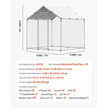 Metal Chicken Coop 6.56x6.56x6.56ft Walk-in Chicken Run with Cover Spire Roof