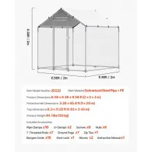 VEVOR Metal Chicken Coop 6.56x6.56x6.56ft Walk-in Chicken Run with Cover Spire Roof
