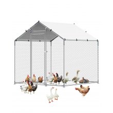 VEVOR Metal Chicken Coop 6.56x6.56x6.56ft Walk-in Chicken Run with Cover Spire Roof