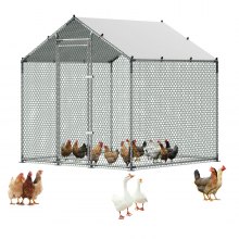 VEVOR Large Metal Chicken Coop 6.6x6.6x6.6 ft Walk-in Chicken Run House, Spire Roof Hen House Enclosure with Cover and Security Lock, Outdoor Duck Rabbit Cage Poultry Pen for Backyard, Farm, Yard