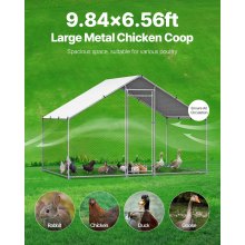 Metal Chicken Coop 9.8x6.5x6.5ft Walk-in Chicken Run with Cover Spire Roof