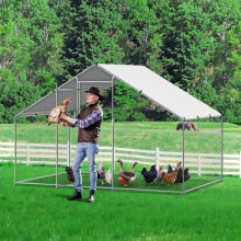 Metal Chicken Coop 9.8x6.5x6.5ft Walk-in Chicken Run with Cover Spire Roof