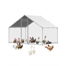 Metal Chicken Coop 9.8x6.5x6.5ft Walk-in Chicken Run with Cover Spire Roof