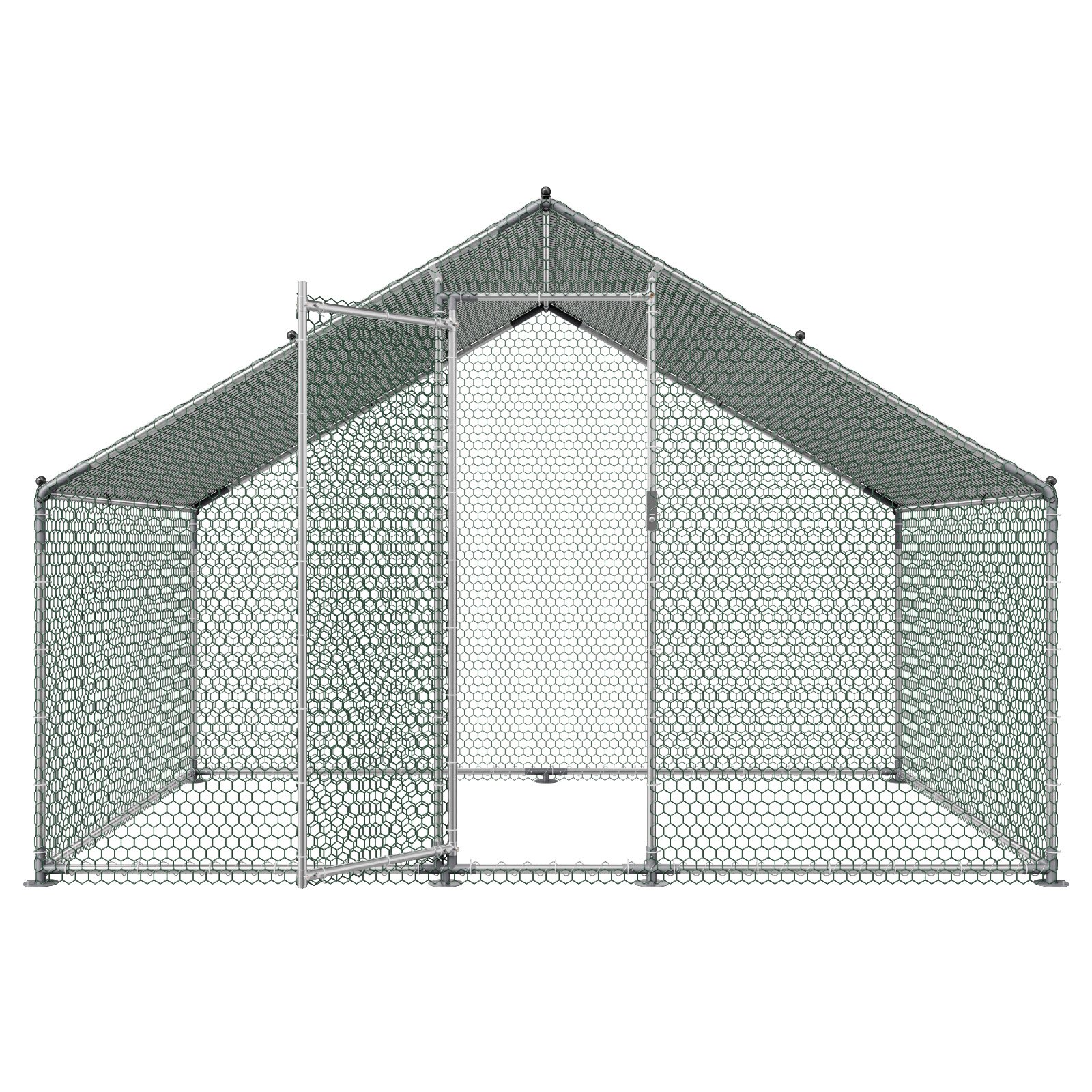 VEVOR Large Metal Chicken Coop, 3 x 2 x 2 m, Walk-in Chicken Runs with Waterproof Cover, Spire Roof Hen House Enclosure with Lock, Outdoor Duck Rabbit Cage Poultry Pen for Backyard, Farm, Yard Use