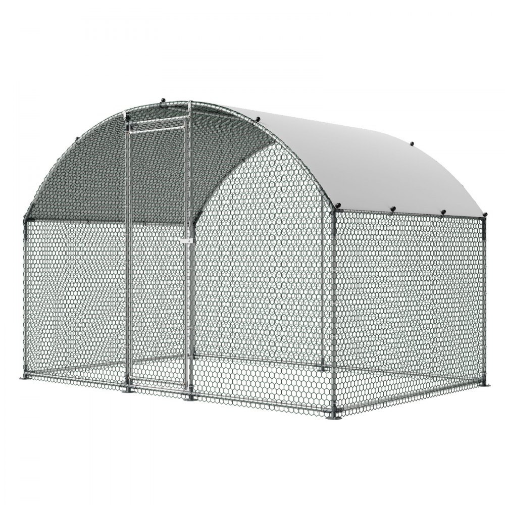VEVOR Metal Chicken Coop, 9.8x6.5x6.5ft Large Walk-in Chicken Runs with Cover, Doom Roof Hen House Enclosure with Security Lock, Outdoor Duck Rabbit Cage Poultry Pen for Backyard, Farm, Yard