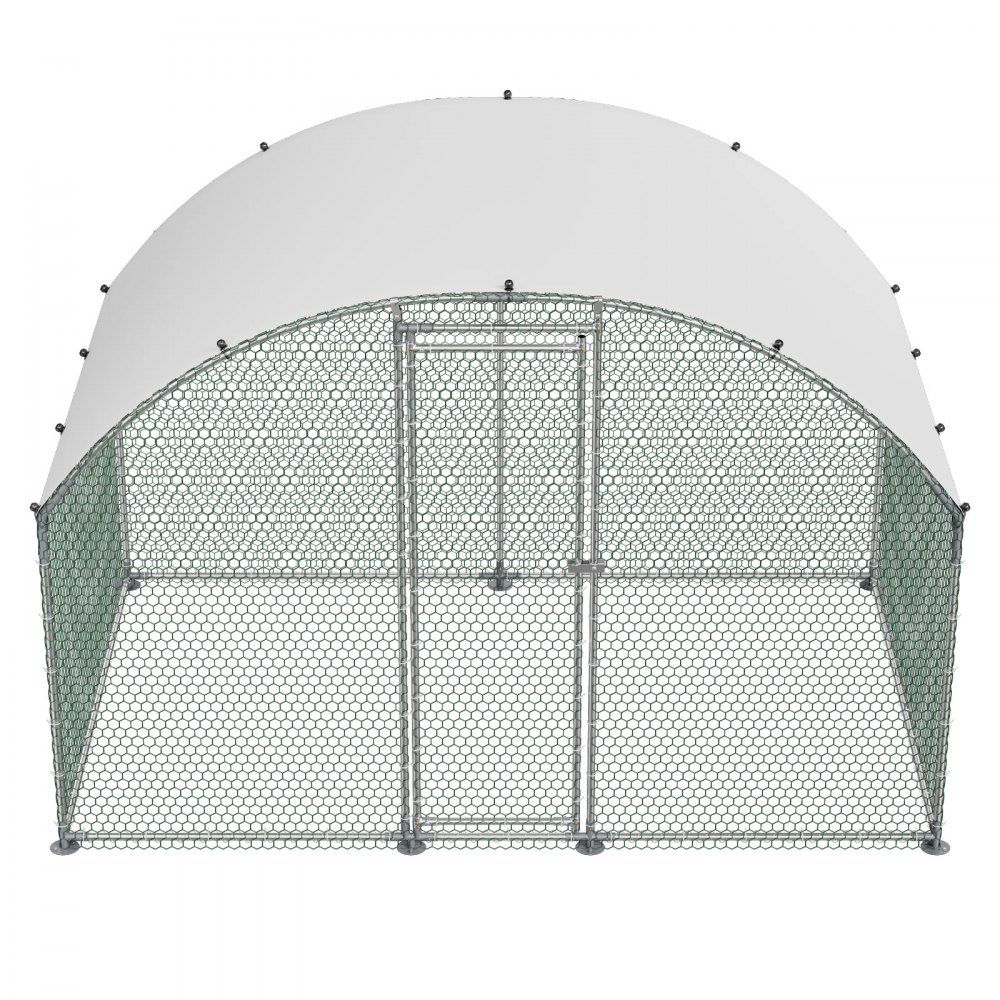 VEVOR Metal Chicken Coop, 9.8x6.5x6.5ft Large Walk-in Chicken Runs with Cover, Doom Roof Hen House Enclosure with Security Lock, Outdoor Duck Rabbit Cage Poultry Pen for Backyard, Farm, Yard