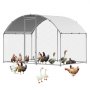 Metal Chicken Coop 9.8x6.5x6.5ft Walk-in Chicken Run with Cover Doom Roof