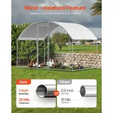 Metal Chicken Coop 9.8x6.5x6.5ft Walk-in Chicken Run with Cover Doom Roof