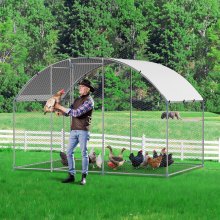 Metal Chicken Coop 9.8x6.5x6.5ft Walk-in Chicken Run with Cover Doom Roof