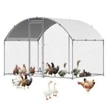Metal Chicken Coop 9.8x6.5x6.5ft Walk-in Chicken Run with Cover Doom Roof