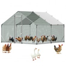 VEVOR Large Metal Chicken Coop, 9.8 x 9.8 x 6.6 ft, Walk-in Chicken Run House with Waterproof Cover & Sturdy Frame, Spire Roof Poultry Cage Duck Pen for Rabbit Hen Goose Outdoor Backyard Farm Use