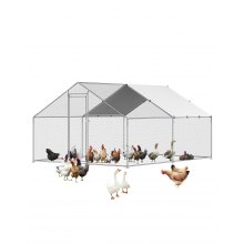 Metal Chicken Coop 9.8x13.1x6.5 ft Walk-in Chicken Run with Cover Spire Roof