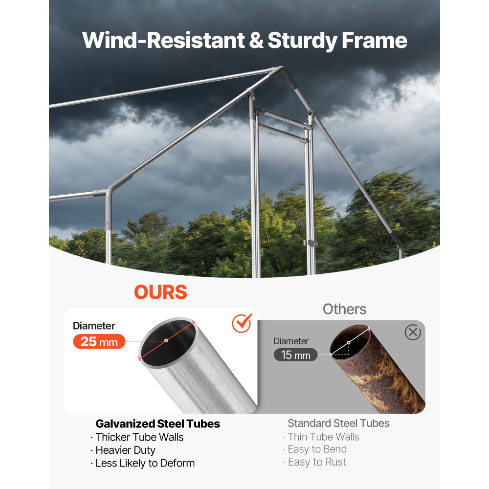 VEVOR Large Metal Chicken Coop, 3 x 4 x 2 m, Walk-in Chicken Runs with Waterproof Cover, Spire Roof Hen House Enclosure with Lock, Outdoor Duck Rabbit Cage Poultry Pen for Backyard, Farm, Yard Use