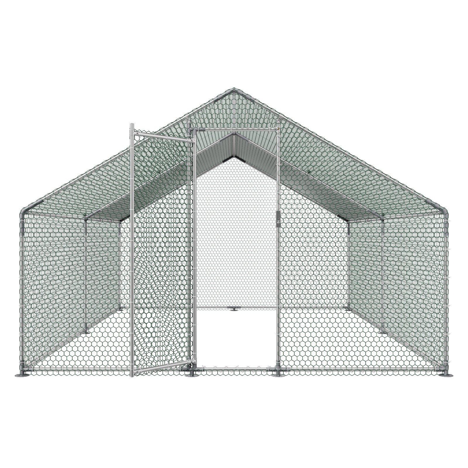 VEVOR Large Metal Chicken Coop, 3 x 4 x 2 m, Walk-in Chicken Runs with Waterproof Cover, Spire Roof Hen House Enclosure with Lock, Outdoor Duck Rabbit Cage Poultry Pen for Backyard, Farm, Yard Use