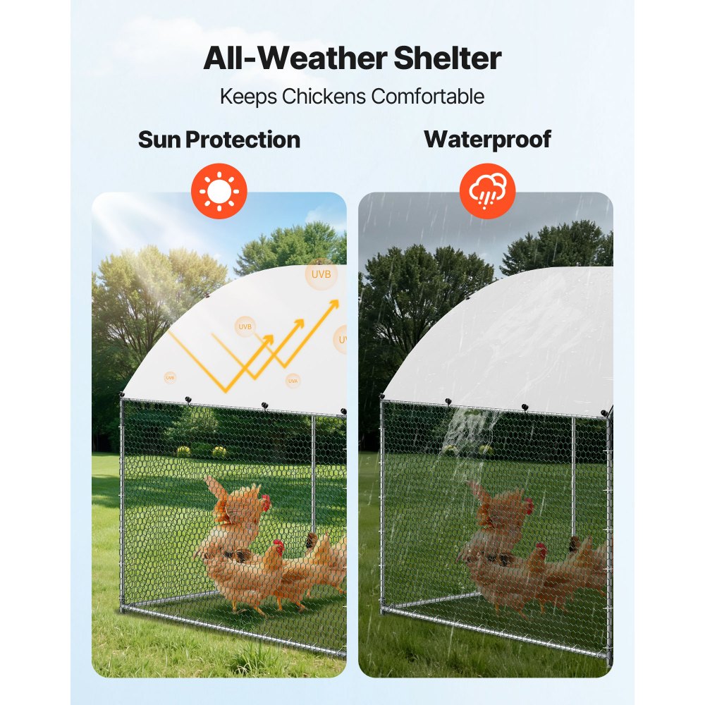 VEVOR Metal Chicken Coop, 9.8x13.1x6.5 ft Large Walk-in Chicken Runs with Cover, Doom Roof Hen House Enclosure with Security Lock, Outdoor Duck Rabbit Cage Poultry Pen for Backyard, Farm, Yard