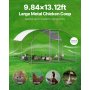 Metal Chicken Coop 9.8x13.1x6.5 ft Walk-in Chicken Run with Cover Doom Roof