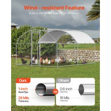 Metal Chicken Coop 9.8x13.1x6.5 ft Walk-in Chicken Run with Cover Doom Roof