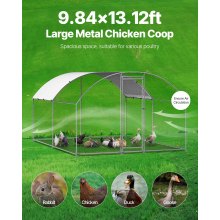 Metal Chicken Coop 9.8x13.1x6.5 ft Walk-in Chicken Run with Cover Doom Roof