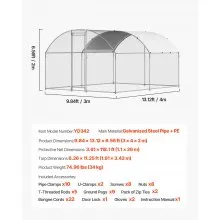 Metal Chicken Coop 9.8x13.1x6.5 ft Walk-in Chicken Run with Cover Doom Roof