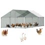 VEVOR Metal Chicken Coop, 9.8x19.6x6.5 ft Large Walk-in Chicken Runs with Cover, Spire Roof Hen House Enclosure with Security Lock, Outdoor Duck Rabbit Cage Poultry Pen for Backyard, Farm, Yard