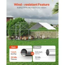 Metal Chicken Coop 9.8x19.6x6.5 ft Walk-in Chicken Run with Cover Spire Roof