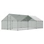 VEVOR Large Metal Chicken Coop 3 x 5.95 x 2 m Walk-in Chicken Run House, Spire Roof Hen House Enclosure with Cover and Security Lock, Outdoor Duck Rabbit Cage Poultry Pen for Backyard, Farm, Yard