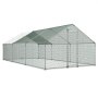 VEVOR Large Metal Chicken Coop 3 x 5.95 x 2 m Walk-in Chicken Run House, Spire Roof Hen House Enclosure with Cover and Security Lock, Outdoor Duck Rabbit Cage Poultry Pen for Backyard, Farm, Yard