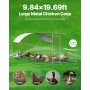 Metal Chicken Coop 9.8x19.6x6.5 ft Walk-in Chicken Run with Cover Doom Roof