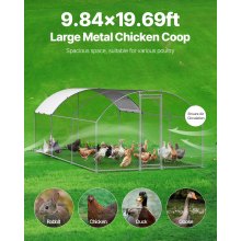 Metal Chicken Coop 9.8x19.6x6.5 ft Walk-in Chicken Run with Cover Doom Roof
