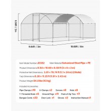 Metal Chicken Coop 9.8x19.6x6.5 ft Walk-in Chicken Run with Cover Doom Roof